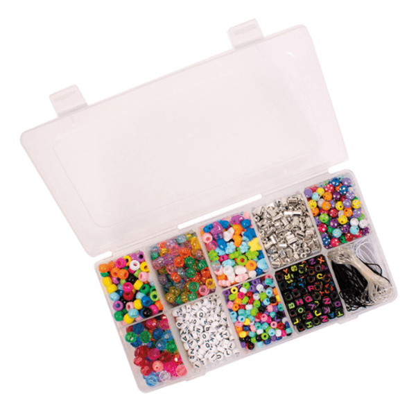 Plastperler i oppbevaringsboks – ca. 1900 deler
