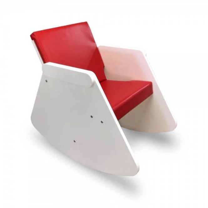 Hovedbilde Equilibrio gyngestol i hvit plast, trekk i rød ...