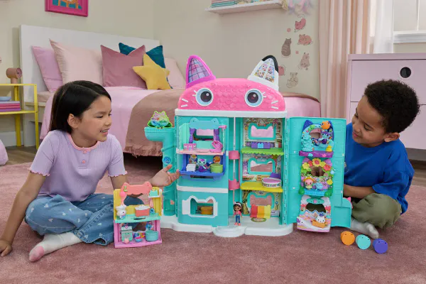 Gabby’s Dukkehus 60 cm med lyd og figurer - stort dukkehus med møbler