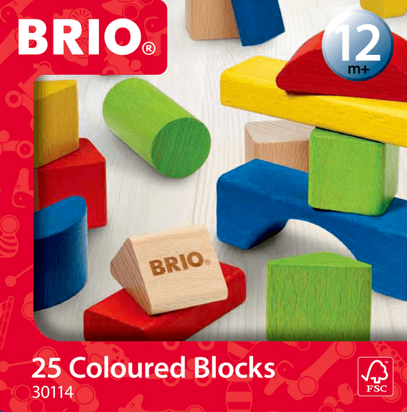 BRIO® fargede byggeklosser i tre - 25 deler